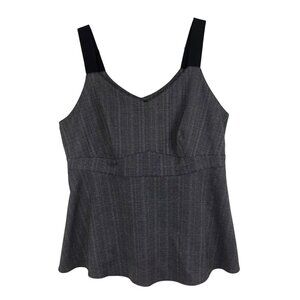Torrid 2X Gray Herringbone Peplum Tank Top With Black Wide Elastic Straps